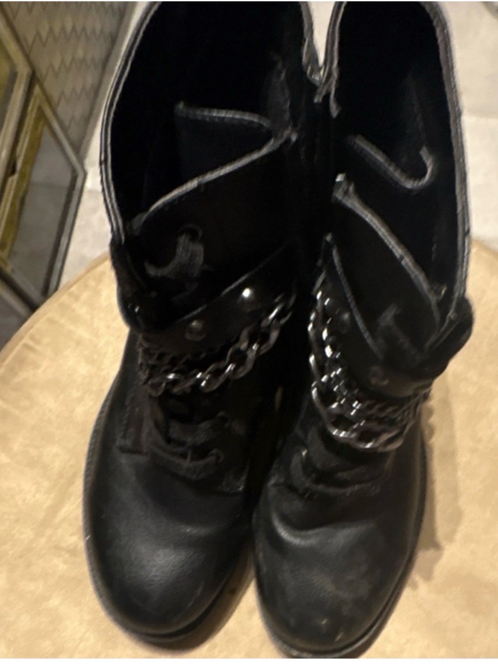 XOXO Black Lace-Up Ankle Boots with Subtle Stitch Detailing